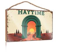 Bathroom Art Funny Haytime: A Journey Through Timeless Scenery Wooded Sign Patio Decor Front Porch Signs(23X35CM)