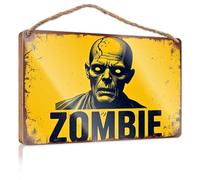 Bathroom Art Funny Zombie Warning: The Undead Threat Wooden Sign Pool Decor Office Decor(20X30CM)