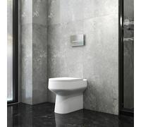 Bathroom Back to Wall BTW Toilet Round Pan Cloakroom Space Saving Soft Close Seat Modern White Ceramic WC