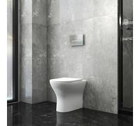 Bathroom Back to Wall BTW Toilet Round Pan Slim Soft Close Seat Space Saving Cloakroom Modern White Ceramic WC