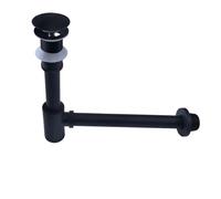 Bathroom Basin Bottle Trap Pop Up Drain Stopper with Overflow Sink Kit Siphon Waste P-Trap(Black Set No Hole)