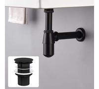 Bathroom Basin Bottle Trap & Slotted Waste Matte Black Nes Home Black One Size
