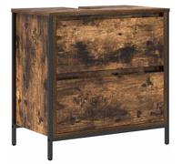 Bathroom Basin Cabinet Smoked Oak 60x34.5x60 cm Engineered Wood Steel Unit.