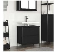 Bathroom Basin Cabinet Black Oak 60x34.5x60cm Engineered Wood Steel with Drawer