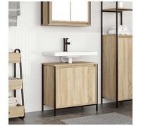 Bathroom Basin Cabinet Sonoma Oak 60x34.5x60 cm Engineered Wood Steel 1 Door Top