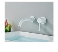 Bathroom Basin Faucet Brushed Golden Concealed Wall Mounted Faucet Tap 360 Rotation Single Handle Hot Cold Water Bath Mixer Tap(White)