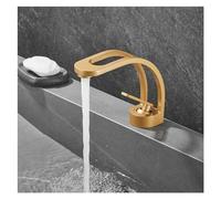 Bathroom Basin Faucet Hot and Cold Mixer Tap Hollow Out - Brass Bath Faucets Single Hole Water Faucet, Stainless (Matte Gold)