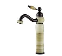 Bathroom Basin Faucet, Hot and Cold Water, Full Copper, Art Design, Natural Stone, Marble Finish