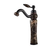 Bathroom Basin Faucet, Hot and Cold Water, Full Copper, Art Design, Natural Stone, Marble Finish