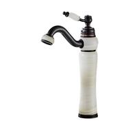 Bathroom Basin Faucet, Hot and Cold Water, Full Copper, Art Design, Natural Stone, Marble Finish