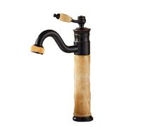 Bathroom Basin Faucet, Hot and Cold Water, Full Copper, Art Design, Natural Stone, Marble Finish