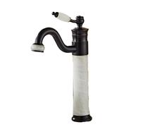 Bathroom Basin Faucet, Hot and Cold Water, Full Copper, Art Design, Natural Stone, Marble Finish