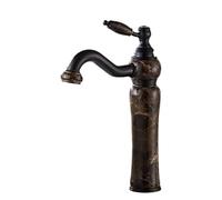 Bathroom Basin Faucet, Hot and Cold Water, Full Copper, Art Design, Natural Stone, Marble Finish