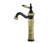 Bathroom Basin Faucet, Hot and Cold Water, Full Copper, Art Design, Natural Stone, Marble Finish