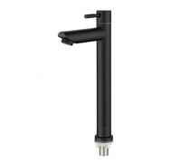 Bathroom Basin Faucet Matte Black Modern 304 Stainless Steel Waterfall Tall Sink Lavatory Vessel Tap Single Lever Cold Water Tap