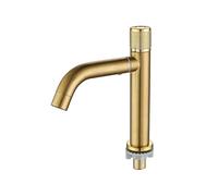 Bathroom Basin Faucet Single Cold Water Bathroom Sink Tap Black Gold 304 Stainless Steel Rotate 360 Degrees Washbasin Faucets(Single Cold Gold)