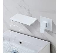 Bathroom Basin Faucet Waterfall Wall Mounted Concealed Install Single Handle Washing Crane Mixer Tap,White