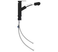 vidaXL Bathroom Basin Faucet with Pull-out Function - Black, Black