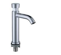 Bathroom Basin Faucets Washbasin Faucet Time Delay Auto Self Closing Cold Water Toilet Saving Tap(Silver B)