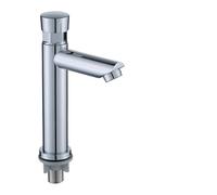 Bathroom Basin Faucets Washbasin Faucet Time Delay Auto Self Closing Cold Water Toilet Saving Tap(Silver A)