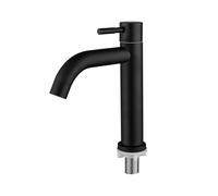 Bathroom Basin Matte Black Modern 304 Stainless Steel Waterfall high Sink Vanity Basin Single Handle Cold Water Faucet(B Short No Hose)