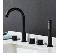 Bathroom Basin Mixer Tap 5 Hole Bath Tap Set Chrome Bath Tub Mixer Tap with Shower 360 Tap Swivel Head Bathroom Sink Mixer Tap Double Lever-B LWX