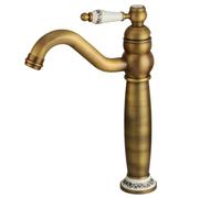 Bathroom Basin Mixer Tap, Antique Brass Tall Sink Faucet with Ceramic Handle, Vintage Single Hole Bathroom Faucet