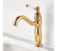 Bathroom Basin Mixer Tap Bathroom Sink Mixer Tap Vintage Single Handle, Basin Mixer Tap Swivel Spout Single Hole Basin Tap Gold Short