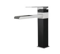 Bathroom Basin Mixer Tap Bathroom Taps Waterfall Black+Brushed Basin Mixer Tap Stainless Steel Single Lever Bathroom Sink Tap