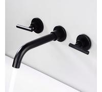 Bathroom Basin Mixer Tap Brass Tap Basin Mixer Tap Wall-Mounted Concealed Bathroom Sink Faucet Dual Handles Black,Cross Handle