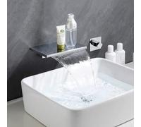Bathroom Basin Mixer Tap Wall Mounted Bathroom Mixer Tap Wide Mouth Single Handle Waterfall Basin Taps Brass Split Type Tap,Chrome