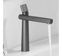 Bathroom Basin Mixer Taps One Hole with 360° Rotatable Hot and Cold Basin Mixer Tap Brass Grey