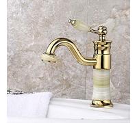 Bathroom Basin Mixer Taps, Vintage 360° rotatable Sink Tap, Single Handle loakroom Hot and Cold Water Tap, Vessel Faucet Basin Mixer Tap, for Bathroom Basin Sink Home Decoration, Jade + Brass,C