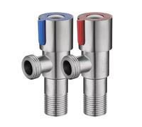 Bathroom Basin Sink Faucets Taps Angle Stop Valve Brass Black Finish G1/2" Shut Off Valve Bathroom Toilet Bidet Shower Water Tap(Red and Blue)