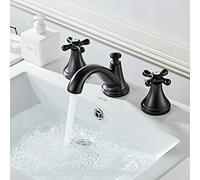 Bathroom Basin Sink Mixer Tap, Two Handle 3 Hole, Black Matte