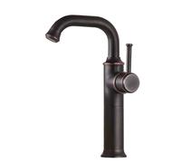 Bathroom Basin Tap - 360° Swivel Antique Brass Single Lever High Sink Mixer Faucet with Standard Hoses for Hot/Cold Water