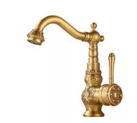 Bathroom Basin Tap, 360° Swivel Single Lever Mixer Faucet, Hot/Cold Water, Antique Brass Finish, Retro Style Bathroom Sink Mixer