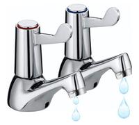 Bathroom Basin Taps - Bathroom Sink Tap With Ceramic Chrome Lever Brass Pillar For Hot And Cold Water, Modern Basin Taps Turn Leve