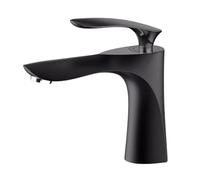 Bathroom Basin Taps Gold Black Basin Faucet Wash Basin Faucet Single Hole Hot and Cold Water Faucet Above Counter Basin Bathroom Cabinet Basin Faucet, Black Short