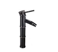 Bathroom Basin Taps Hotel Bathroom All Copper Hot and Cold Above and Below Basin Antique Retro Black Faucet Basin Single Hole Faucet, Waterfall Style High
