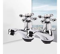 Bathroom Basin Taps,Twin Pair Hot and Cold Bath Tap Traditional Victorian Sink Tap,Leak Proof Durability Faucets,Chrome,Fresh Water No Splash Reliable
