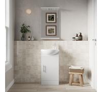 Bathroom Basin Vanity Unit & Sink 420mm Single Door Cabinet Modern Round Cabinet