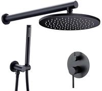 Bathroom Bath Matt Black Shower Faucet Brass Diverter Mixer Tap Set Hand held 8-16