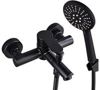 Bathroom Bath Shower Mixer Kit Tap Black Stainless Steel 3 Modes Bathtub Taps Mixer Shower Including Handheld Shower Head and Hose Set