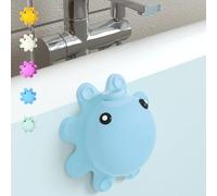 Bathroom Bathtub Overflow Drain Cover- Silicone Bath Tub Drain Cover, Tub Overflow Drain Stopper with Suction Cups, Adds Inches of Water for Deeper Bath, Cute Bathroom Accessories, Baby Blue