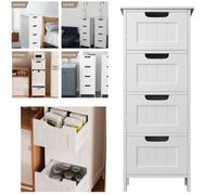 White Wooden Bathroom Cabinet Shelf Cupboard Bedroom Storage Unit Free Standing