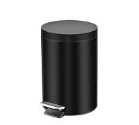 Bathroom Bin,12L Black Round Stainless Steel Kitchen Bin Toilet Bin with Removable Bucket,Pedal and Lid,Slim Quiet Soft-Closing Rubbish Waste Bin Trash Can for Home,Office,Bathroom,Living Room,Kitchen