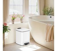 Bathroom Bin, 6L Small Bin, Pedal Toilet Bin for Small Spaces, Soft-Close Lid, Steel