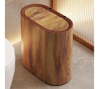 Bathroom Bin with Lid | Slim Small Trash Can | Marble Wood Pattern Trash Can | Waste Basket Garbage Cans | Modern Trashs Waste Bin for Bathroom, Bedroom, Home, Hotel