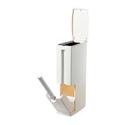 Bathroom Bin With Toliet Brush, Multifunctional 2 In 1 Toilet Brush And Bin Sets, Narrow Bin For Bathroom With Handle, Removable Bathroom Bins With Lids, Plastic Material, Beige